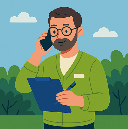 Coordinateur au téléphone tenant au presse-papier.