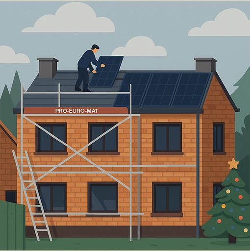 Ouvrier installant des panneaux solaires.