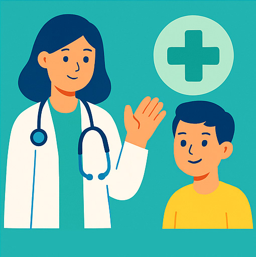 Dessin d'un médecin avec un enfant