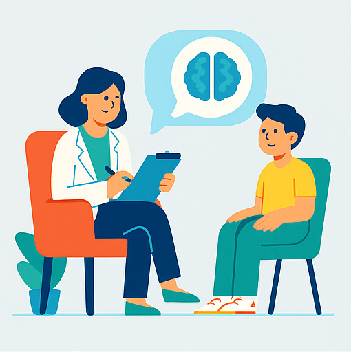 Dessin d'un psychologue avec une enfant