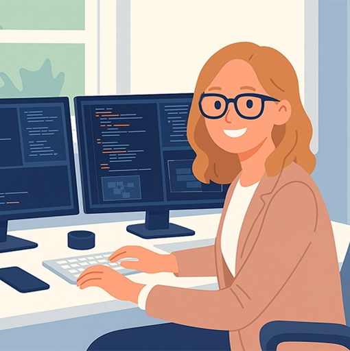 Développeur web en face d'un ordinateur